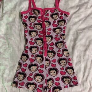 Dolls Kill Pink Heart Character Kids Bodysuit
